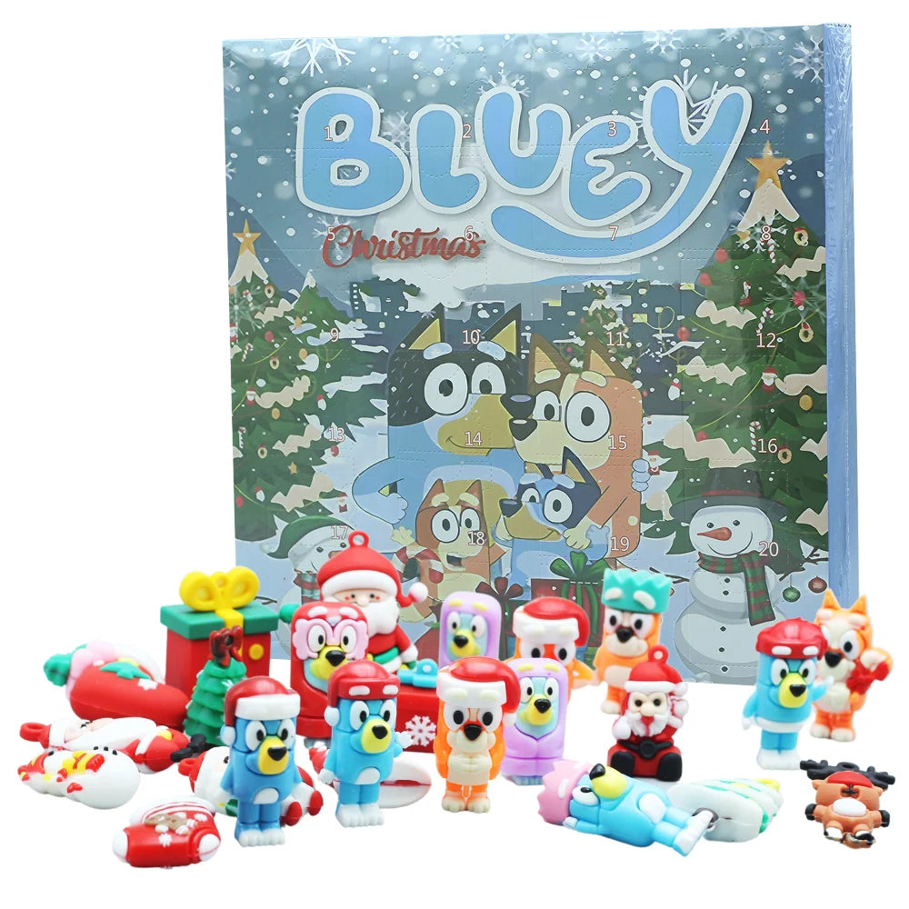 2026 New Bluey Blind Box Christmas Advent Calendar Christmas Blind Box 24-Day Countdown Surprise Box Children'S Toys Giftq