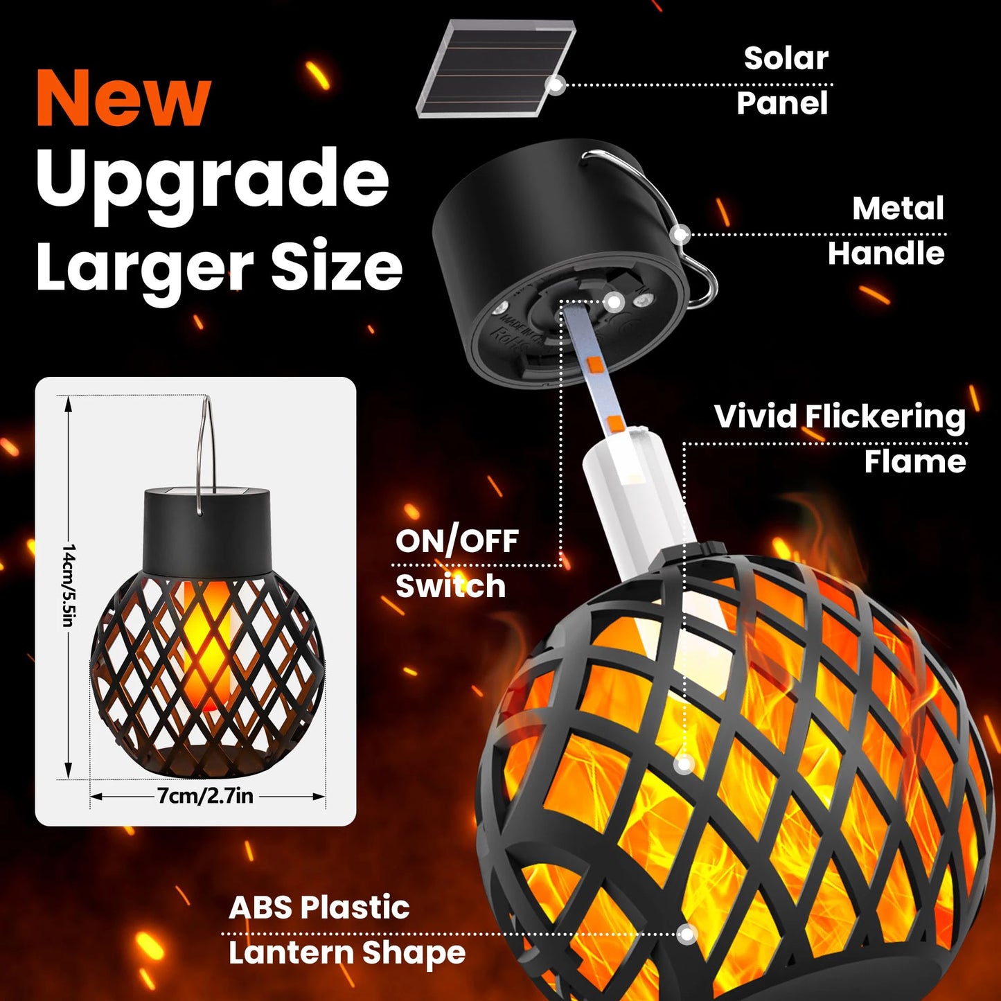 Solar LED Outdoor Flame Effect Hanging Lantern Out Waterproof Garden Decoration Lamp Solar Fairy Light For Patio Garden Yard