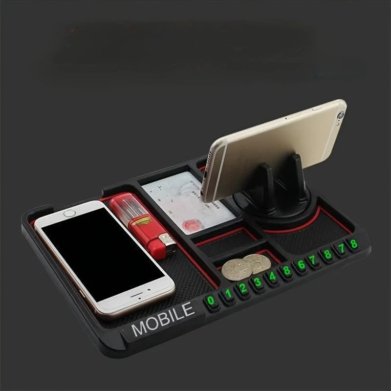 Car dashboard pad - with phone stand, parking sign, car dashboard storage, countertop storage pad