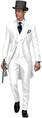 3 Piece Solid Men Suit Wedding Groom Tuxedo Long Blazer Best Man Formal Prom Male Suit Fashion Costume Homme (Jacket+Vest+Pants)