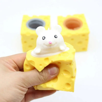 PVC Cheese Mouse Decompression toy Stress Relief Squeeze Anti Stress Toy Pop Up Funny Fidget Toys children
