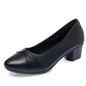 Women's Black Chunky Heel Pumps Slip On Round Toe Office Work Shoes Comfortable Block Heel Dress Shoes for Ladies