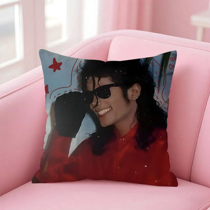 M-Michael J-Jackson Cushion Cover Linen Pillowcase Cover Soft Decor for Sofa Home Room