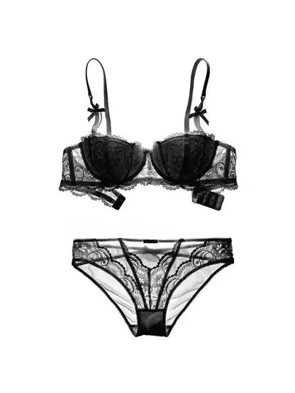 French Lace Half-Cup Bra Ultra-Thin Compact Small Bras  Kawaii Lingerie Sexy Push Up Japanese Style Minimalist Design for Women