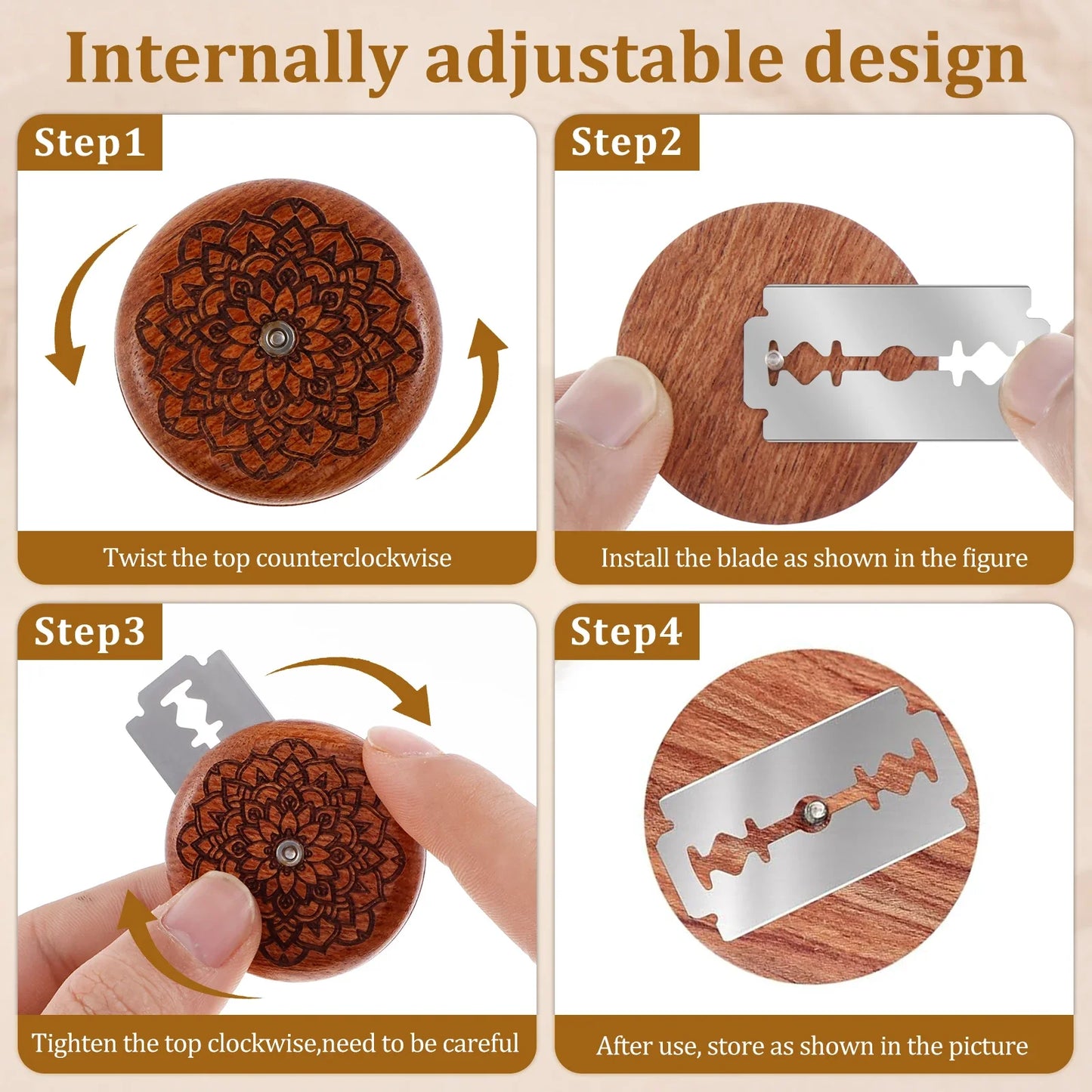 Bread Lame Dough Score Cutting Tools Wooden Scraper French Bakery Lame With 5 Blades Knife Arc Curved Slicer Cutter Bake Tools