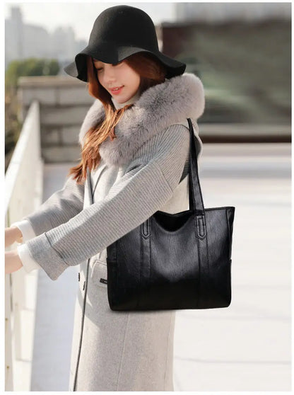Women PU Leather Large Capacity Shoulder Bag Crossbody Hand Tote Vintage