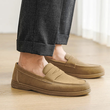 Suede Leather Mens Loafers Lightweight Man Casual Shoes Italian Brand Moccasins Comfortable Slip on Black Walking Driving Shoes