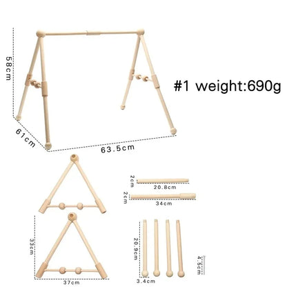 1set Baby Wooden Rattle Toys Play Gym Mobile Hanging Sensory Toys Foldable Play Gym Frame Activity Gym Baby Room Decorations Toy