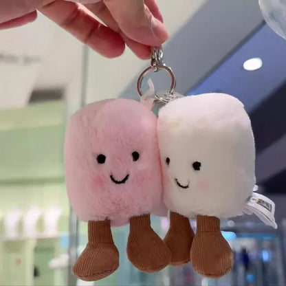 #new Fun Two Marshmallow Keychain Cotton Candy Tone Cute Soft Two Tone Keychain Bag Pendant Accessories Dolls Pendant Xmas Gifts