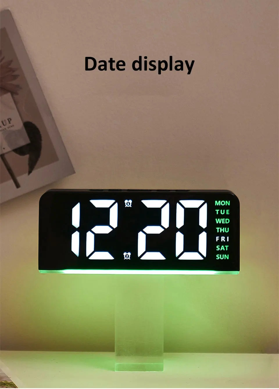 1 PCS Digital LED Alarm Clock With Date Display Dual Alarms Snooze Function Night Light 12H 24H Mode For Bedroom Desk Table