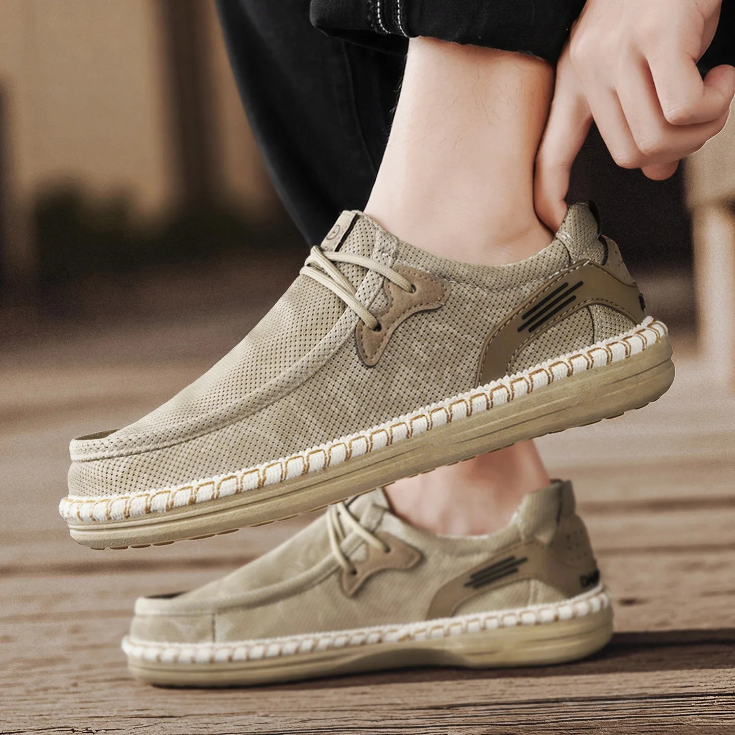 2026 Summer New Men Slip-on Breathable Mesh Shoes, Lazy Casual Hemp Sole Low-top Loafers, Lightweight Anti-slip Fisherman Shoes