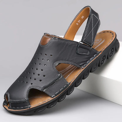 Men's Summer Slip-On Breathable Anti-Slip Outdoor Two-Way Sandals Soft Bottom Driving Hole Hole Casual Loafers-D39