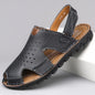 Men's Summer Slip-On Breathable Anti-Slip Outdoor Two-Way Sandals Soft Bottom Driving Hole Hole Casual Loafers-D39