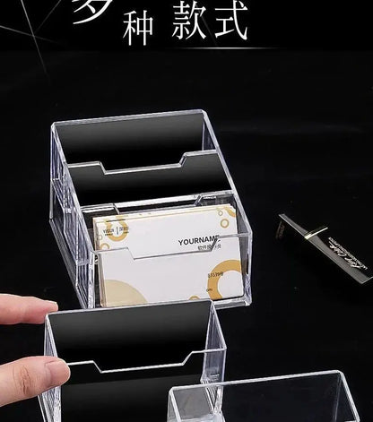Business Card Stand Creative Transparent Acrylic Card Storage Box Business Large Capacity Card Box