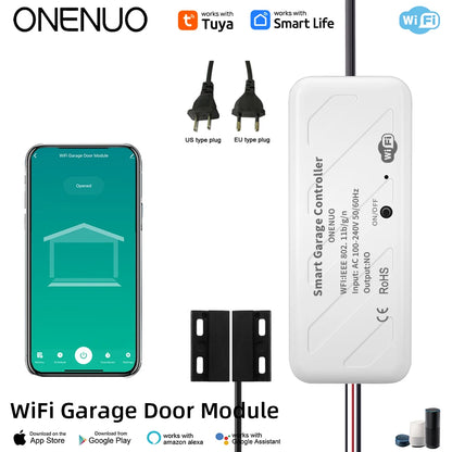 Tuya WiFi Switch Garage Door Controller Smart Door Opener Work with Alexa Google Home Smart Life Tuya APP Control No Hub Require