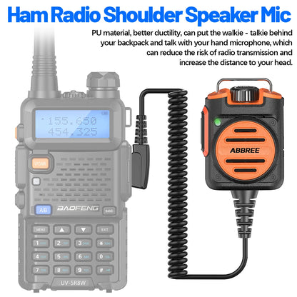 ABBREE AR-158 Rechargeable Walkie Talkie Microphone Speaker Adjust Volume PTT For Baofeng UV-5R Mini for Quansheng UV-K1 (8) K5
