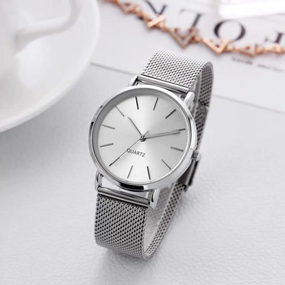 Luxury Women Watches New Stylish Silver Minimalist Business Ladies Alloy Casual Bracelet Montre Femme Female Watch