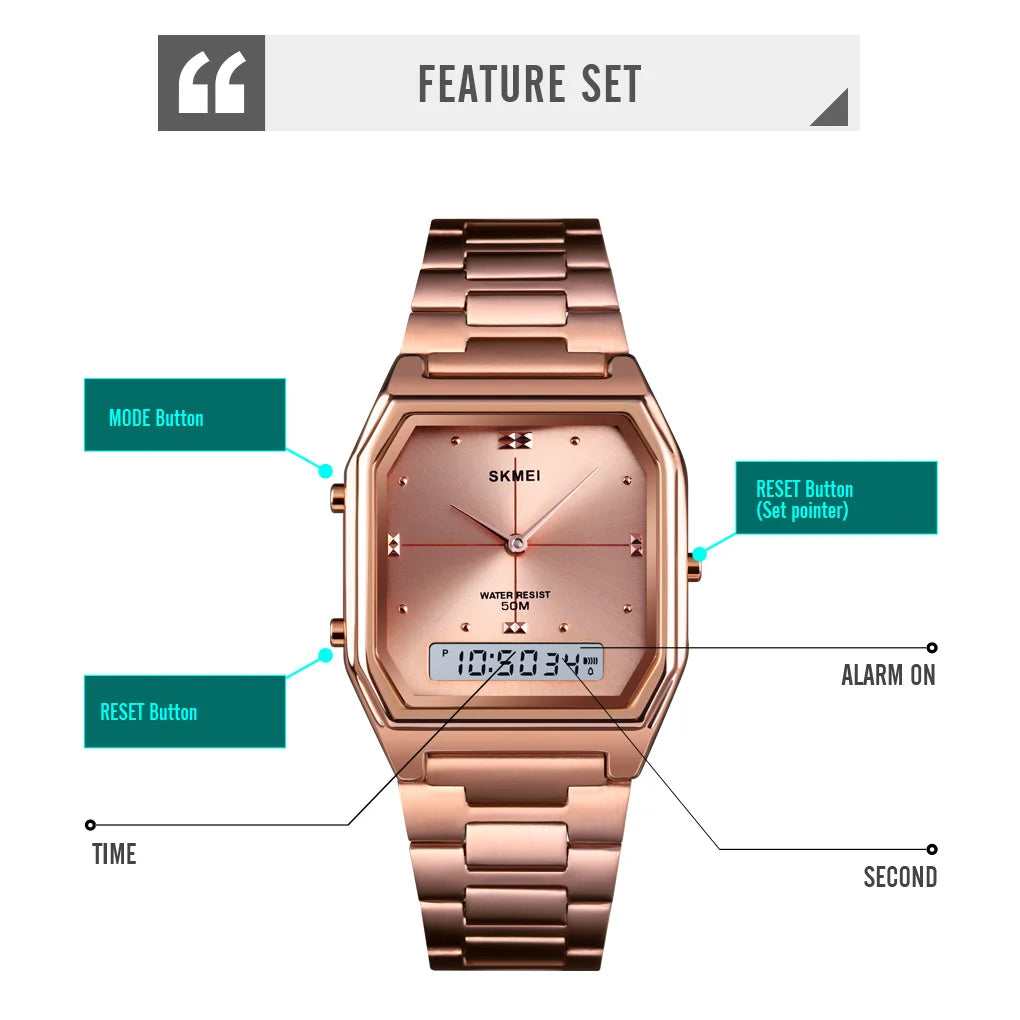 SKMEI Fashion Sport 3Time Chrono Digital Electronic Wristwatch For Men Women Double Display Waterproof Chrono Watch Reloj Hombre