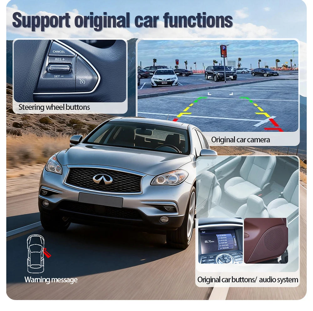 AUTOTOP Wireless CarPlay Android Auto Upgrade Adapter for Infiniti G35 G37 Coupe Sedan G M EX FX JX QX Series 2009-2014 Car AI Box, 7 8 inch HD Screen GPS Airplay BT, SWC Steering Wheel Control, Keep Original Factory System M