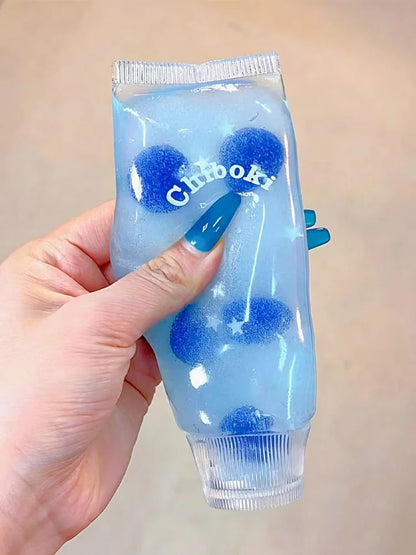Chiboki Clear Tube Fruit Bead Squeeze Fidget Jelly Squishy Toy Anti-Stress Decompression Applicable To High Pressure Individuals