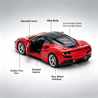 1:36 Simulated Alloy Sports Car Model, Reversible Openable Sports Car Decoration, Boy's Toy Car, Collectible Car Model, Bagged