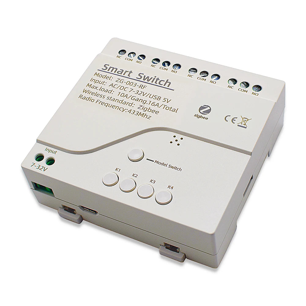 Tuya Zigbee Relay 4CH Smart Home Switch Module APP Remote Control Wireless Radio RF 433 4 Channel Relay for Zigbee Gateway Hub