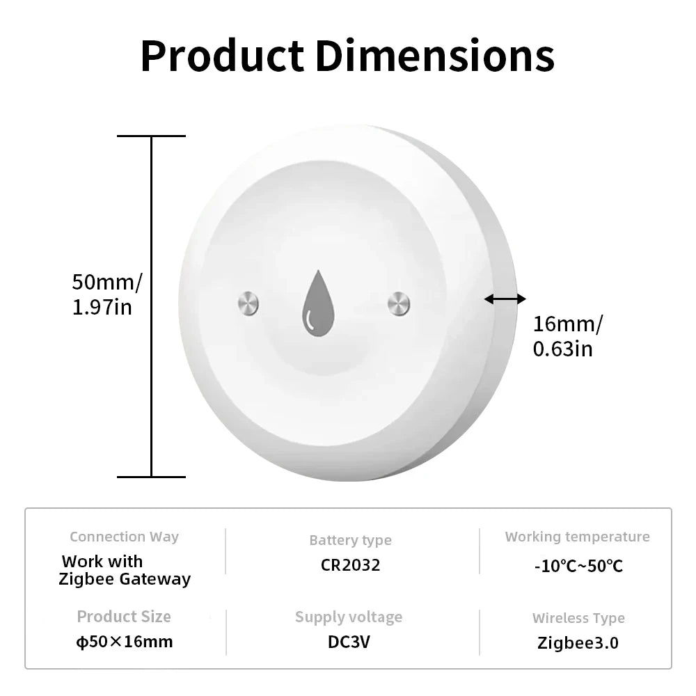 Zigbee Water Leak Sensor Smart Flood Detector App Remote Monitor Smart Life Home Assistant Kitchen Bathroom Security Alarm