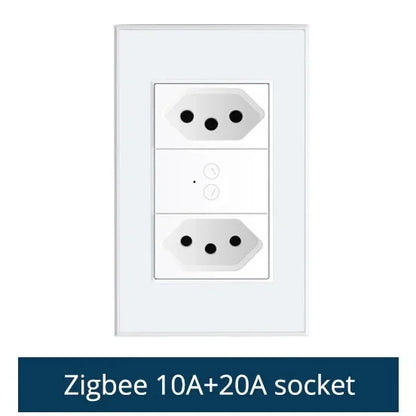 Zemismart Zigbee Smart 10A 20A Brazil Socket Light Switch with Outlets Work with Tuya Smart Life App Alexa Google Home Control
