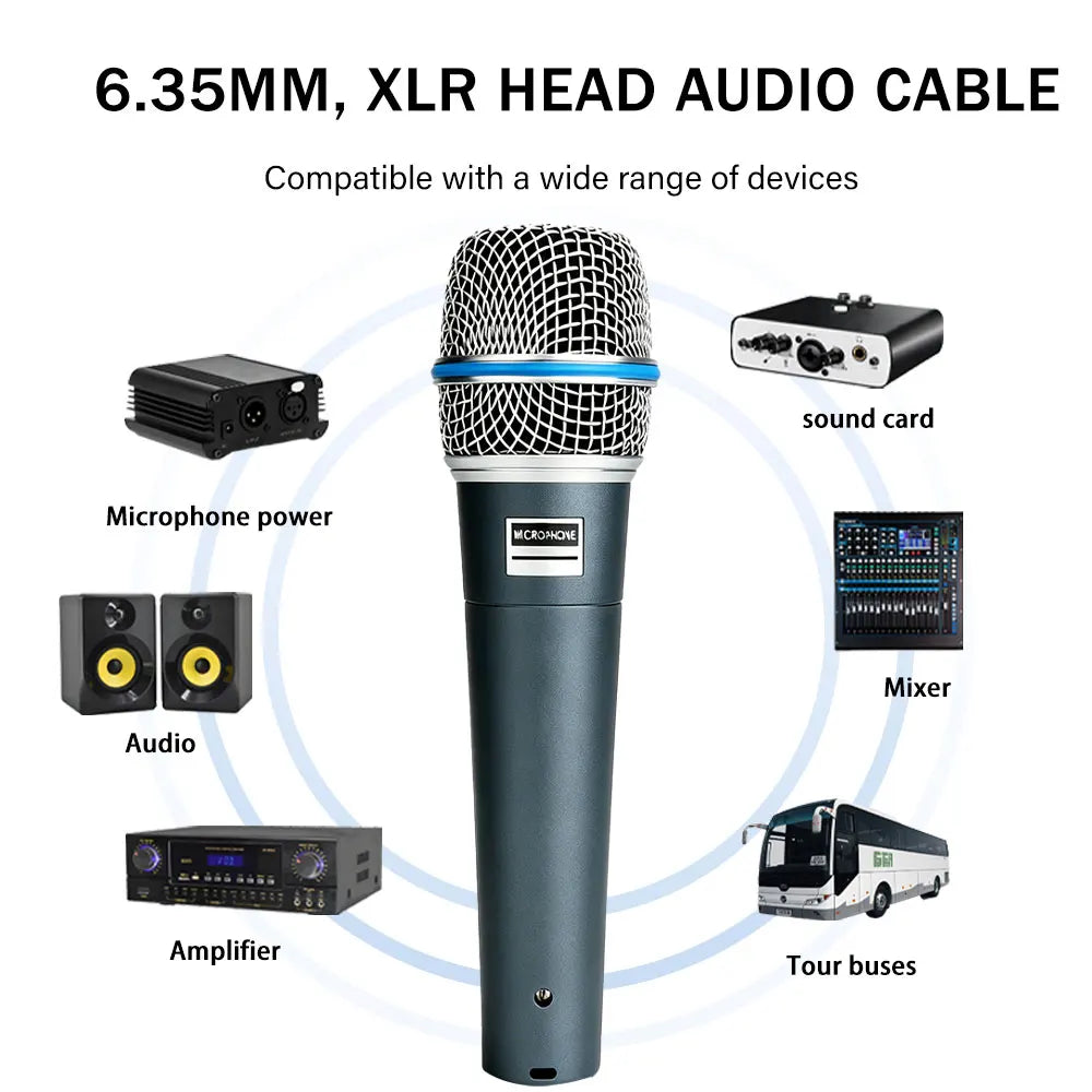 BA Dynamic Heart-Shaped Microphone 57A, Metal Construction, Suitable for Stage Singing, Compatible with Shure Karaoke BBOX