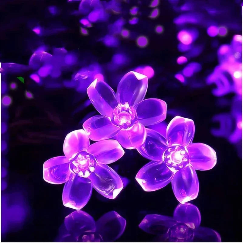 1pc 5/7/12/22M Solar String Sakura Lights 20/50/100/200LEDS Outdoor Waterproof Festival Garden Decorative Lights
