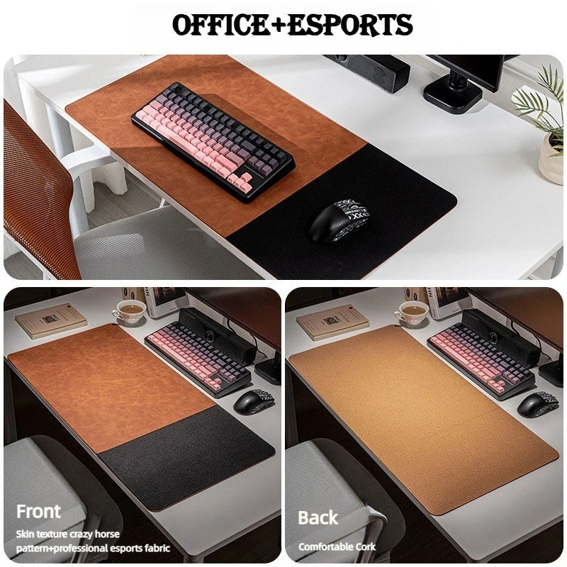 3in1 Large Mouse Pad Double Sided Leather Cork Waterproof Gaming Office Desk Mat Non Slip Computer Desk pad Accessories Mousepad