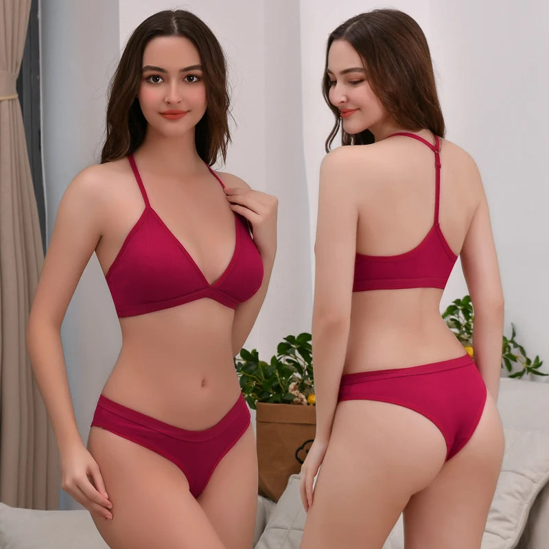 Women Bra Set Panties Sexy Push Up Bralette Female Fitness Seamless Underwear Sports Lingerie Brassiere Set Tank Crop Tops S-XL