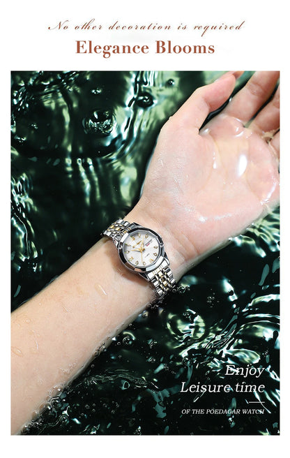 POEDAGAR Luxury Brand Women's Watches Waterproof Luminous Date Week Quartz Watch For Woman Stainless Steel Fashion Ladies Watch
