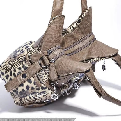 Versatile Women Handbags Leopard Shoulder Bag Top-handle Bag Fashion Satchel Dumpling Pack Shoulder Bag Large Tote Bag Purse