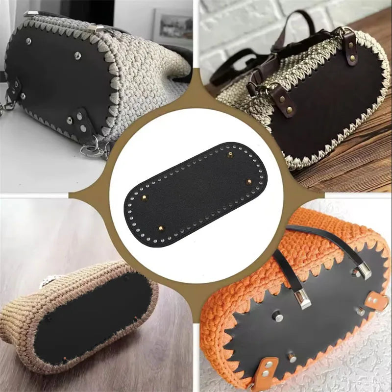 22*10Cm Oval Bottom For Knitted Bag PU Leather Bag Accessories Handmade Bottom DIY Crochet Bag Bottom Solid Color Bag Part NEW