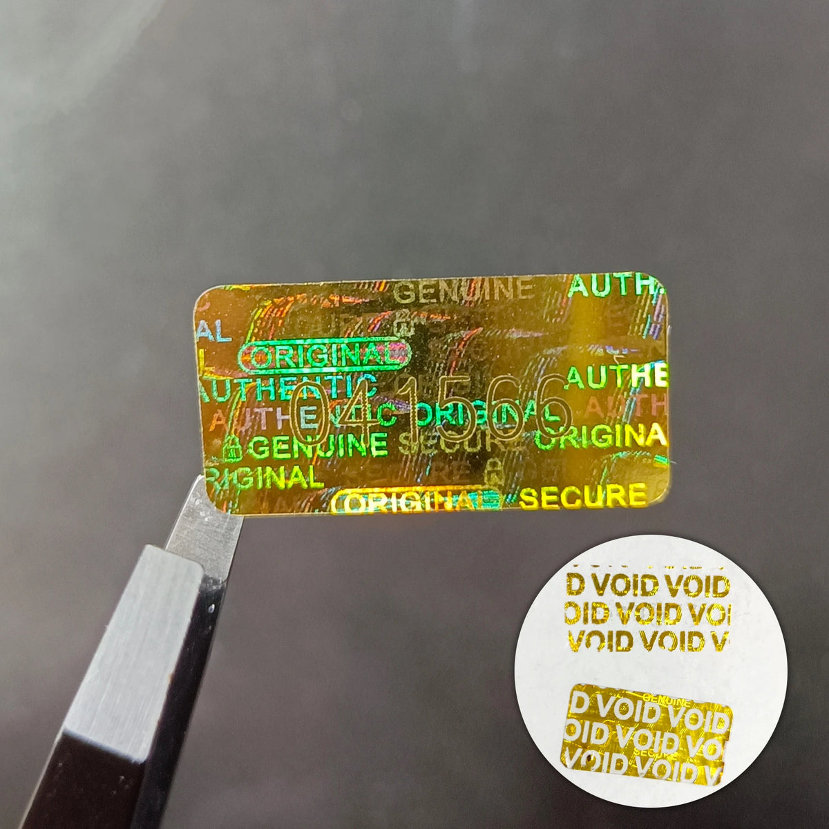 Gold Tamper Proof Hologram Stickers, High Security Labels, Warranty Void Seal, Original, Genuine, 2x1cm
