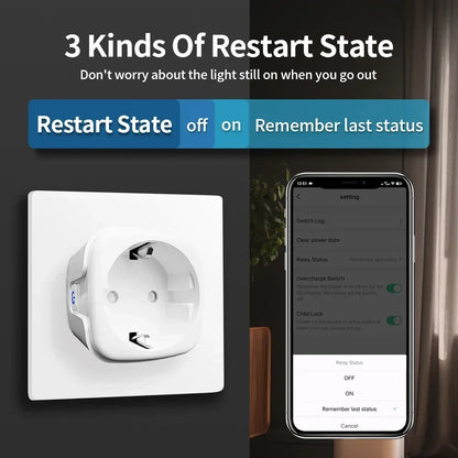 TNCE Tuya wifi or Zigbee3.0 Socket EU Plug 16/20A with Power Monitor Remote Control Smart Life APP Voice Alexa Google Home Alice