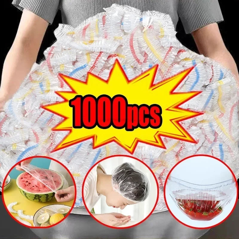 100PCS Colorful Food Cover Refrigerator Fresh-keeping Bags Food Grade Packaging Bag Reusable Kitchen Cling Film Transparent Wrap