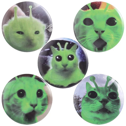 Funny Tinplate Pins Set Cats Dog Memes Dreamy Stars Collection Brooches Sweet Strawberry Musicial Note Badges Jewelry Gift