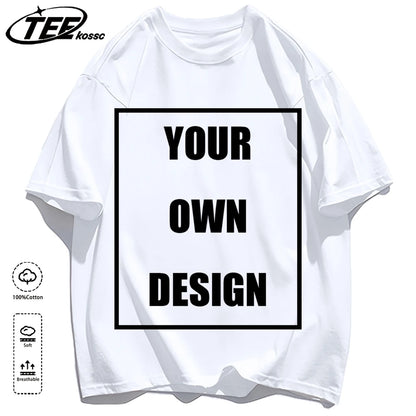 Men's Personalized T-shirt 100%Cotton Tee Custom Shirt Make Your Design Logo Text Men Women Design Your Gift Couple Tshirt