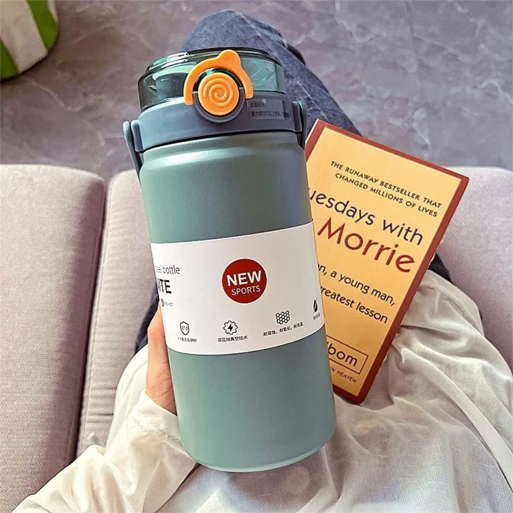 2025 1L Thermo Bottle Stainless Steel Large Capacity Thermo Cup Straw Hand Pot