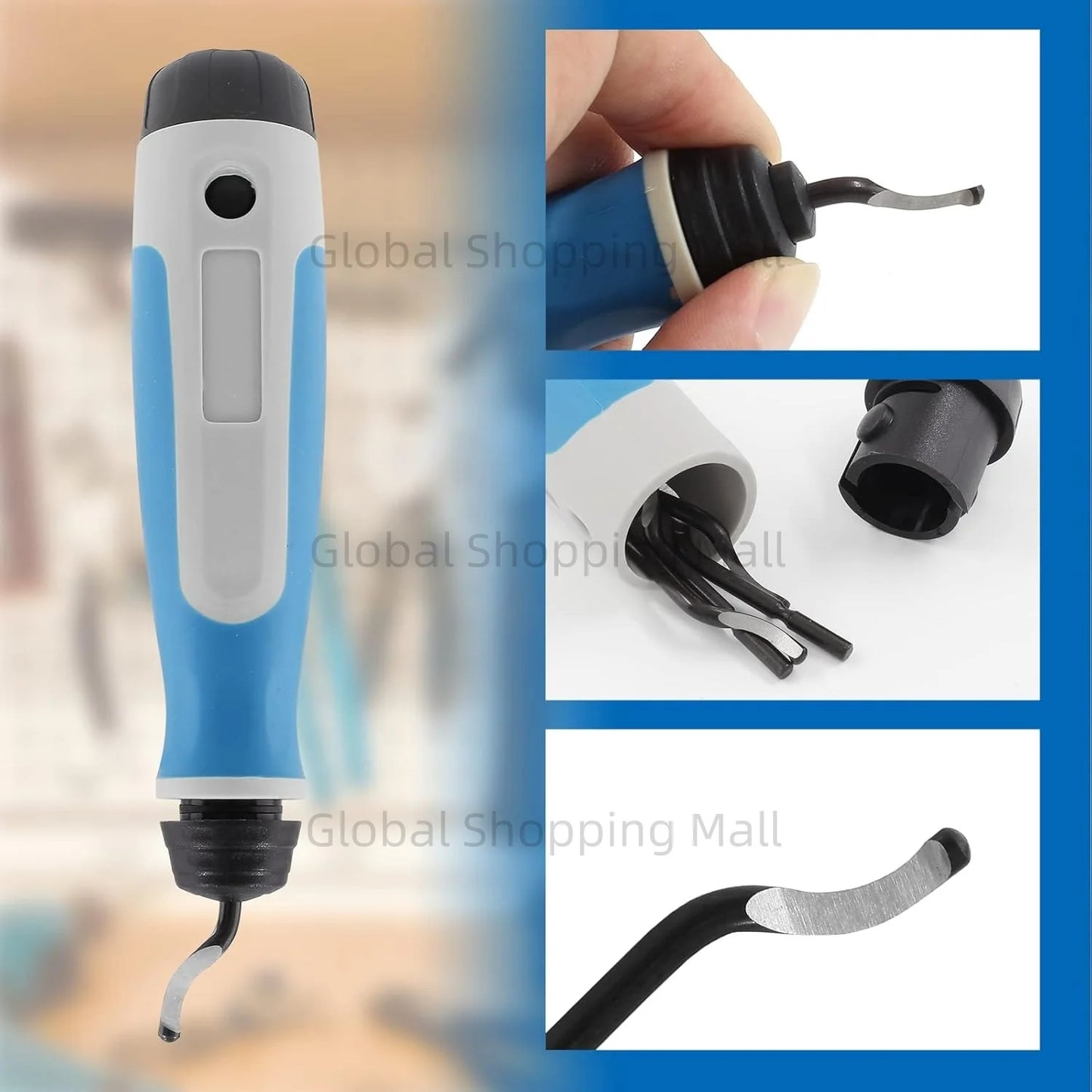 Deburring Tool Kit NG1000 Edge Deburring Cutter Set Plastic Handle & 11pcs BS1010 Blades Burr Remover for Metal Plastic Wood