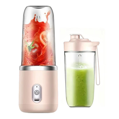 6 Blades Double Cups Portable USB Rechargeable Mini Electric Juicer Bottle Personal Fruit Smoothie Blender Home Gym Camping