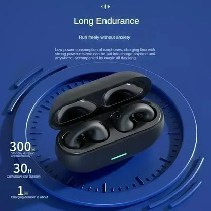 TWS Fone Bluetooth Headset 5.3 Wireless Air Conduction Headphones Clip Ear Music Noise Canceling HD Call Sports Gaming Earphone