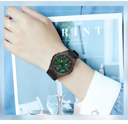SANDA Luxury Ms LED Digital Sport Watch Fashion Casual Gold Wrist Watch Women Girl Military Waterproof Quartz Wristwatches 6062
