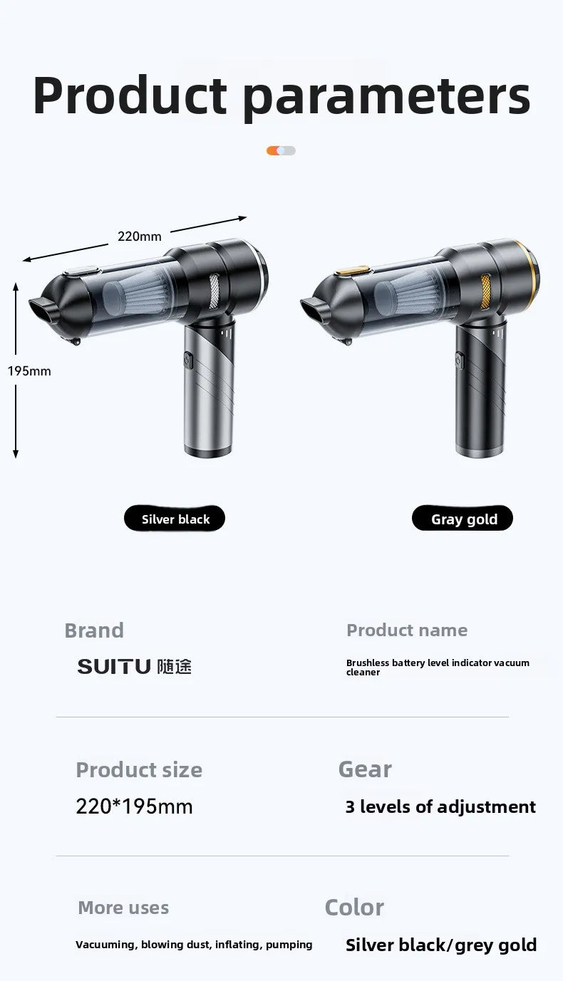 Portable Wireless Handheld Car Vacuum Cleaner Brushless High Power Air Duster Cleaner For Vehicle And Household Appliance