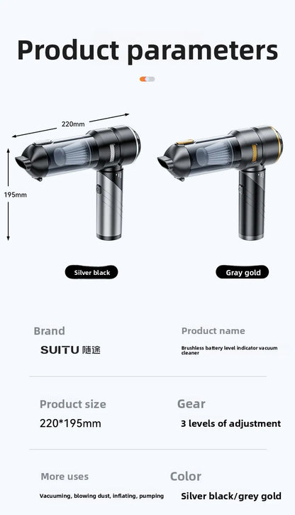Portable Wireless Handheld Car Vacuum Cleaner Brushless High Power Air Duster Cleaner For Vehicle And Household Appliance