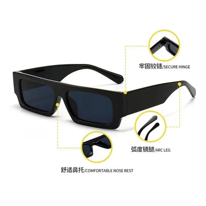 New Men Brand Shades Retro Square Sunglasses Vintage Small Rectangle Women Sun Glasses Luxury Eyeglasses Black White Eyewear