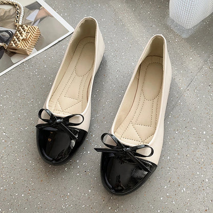 2026 New Fashion Ballerina Shoes Women's Flat Comfort Non-slip Loafers Leather Flats Elegant Bowknot Women's Single Shoes 35-43