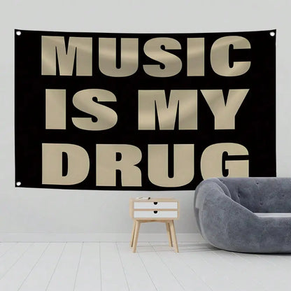 MUSIC IS MY Music Abstract Cartoon Art Design Tapestry Color Wall Hanging Flag For Bedroom Living Room Dorm Halloween Party